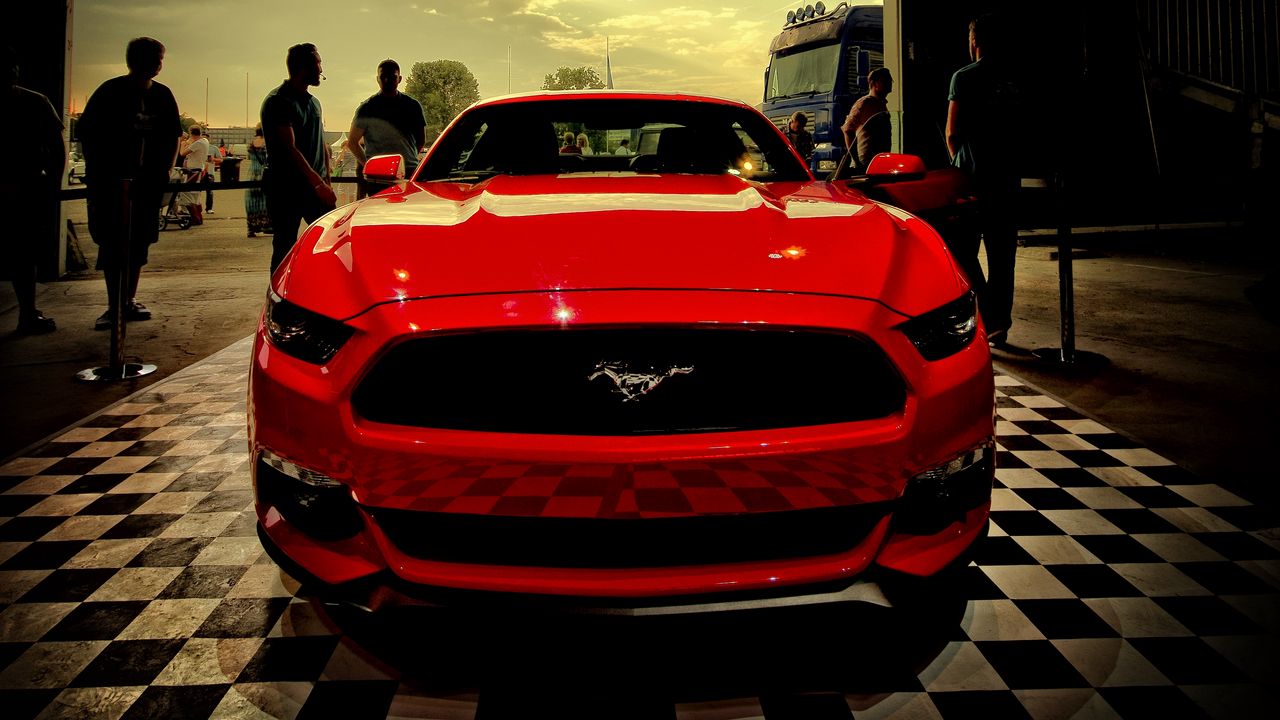 Wallpaper ford, mustang, red, front view