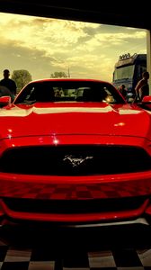 Preview wallpaper ford, mustang, red, front view