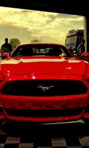 Preview wallpaper ford, mustang, red, front view