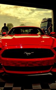 Preview wallpaper ford, mustang, red, front view