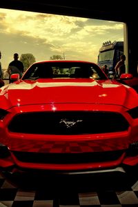 Preview wallpaper ford, mustang, red, front view