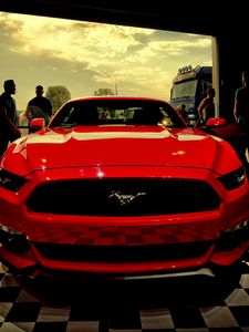 Preview wallpaper ford, mustang, red, front view