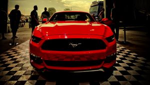 Preview wallpaper ford, mustang, red, front view