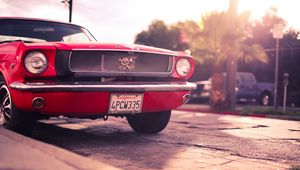 Preview wallpaper ford, mustang, red, auto