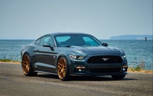 Preview wallpaper ford, mustang, se1, blue, side view