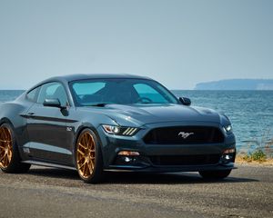 Preview wallpaper ford, mustang, se1, blue, side view