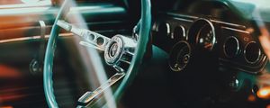 Preview wallpaper ford mustang, sports car, steering wheel, salon, speedometer