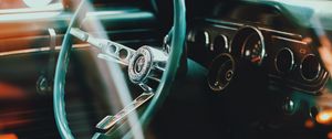 Preview wallpaper ford mustang, sports car, steering wheel, salon, speedometer