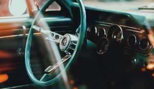 Preview wallpaper ford mustang, sports car, steering wheel, salon, speedometer