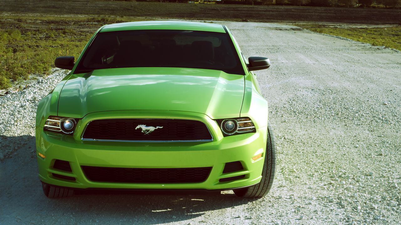 Wallpaper ford mustang v6, ford mustang, sports car, green, lime, front view