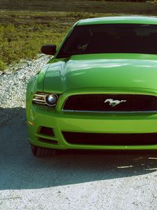 Preview wallpaper ford mustang v6, ford mustang, sports car, green, lime, front view