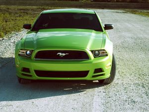 Preview wallpaper ford mustang v6, ford mustang, sports car, green, lime, front view