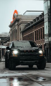 Preview wallpaper ford raptor, ford, car, suv, black, road