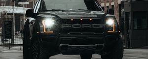 Preview wallpaper ford raptor, ford, car, suv, black, road