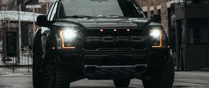 Preview wallpaper ford raptor, ford, car, suv, black, road