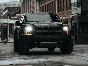 Preview wallpaper ford raptor, ford, car, suv, black, road