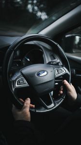 Preview wallpaper ford, steering wheel, hands