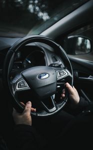 Preview wallpaper ford, steering wheel, hands