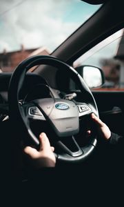 Preview wallpaper ford, steering wheel, hands, car