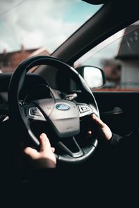 Preview wallpaper ford, steering wheel, hands, car