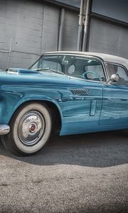 Preview wallpaper ford, thunderbird, 1956, blue, side view
