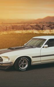 Preview wallpaper ford, white, mach 1, mustang