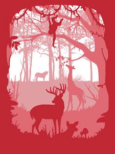 Preview wallpaper forest, animals, silhouettes, vector, art