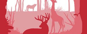 Preview wallpaper forest, animals, silhouettes, vector, art