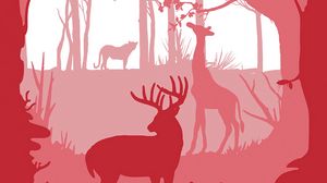 Preview wallpaper forest, animals, silhouettes, vector, art