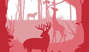 Preview wallpaper forest, animals, silhouettes, vector, art