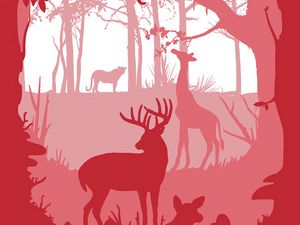 Preview wallpaper forest, animals, silhouettes, vector, art