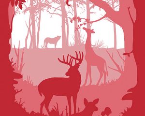 Preview wallpaper forest, animals, silhouettes, vector, art