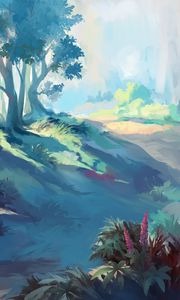 Preview wallpaper forest, art, trees, flowers