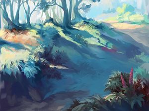 Preview wallpaper forest, art, trees, flowers