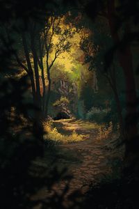 Preview wallpaper forest, cave, path