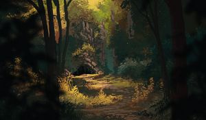Preview wallpaper forest, cave, path
