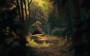 Preview wallpaper forest, cave, path