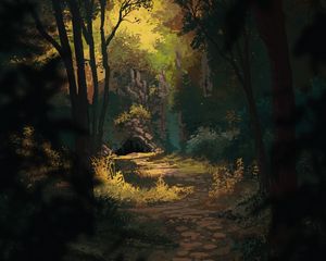 Preview wallpaper forest, cave, path