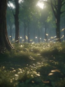 Preview wallpaper forest, grass, trees, light, nature