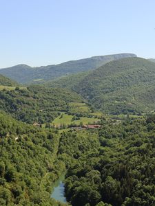 Preview wallpaper forest, hills, trees, sky, nature