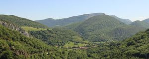 Preview wallpaper forest, hills, trees, sky, nature