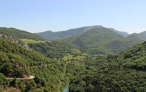 Preview wallpaper forest, hills, trees, sky, nature
