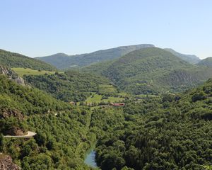 Preview wallpaper forest, hills, trees, sky, nature