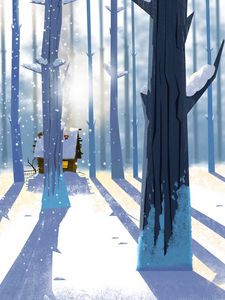 Preview wallpaper forest, house, snow, winter, art