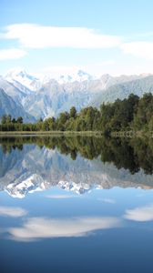 Preview wallpaper forest, lake, mountains, sky, landscape