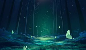 Preview wallpaper forest, magic, butterflies, fantasy, art