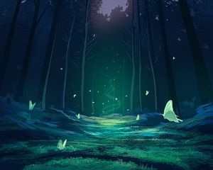 Preview wallpaper forest, magic, butterflies, fantasy, art