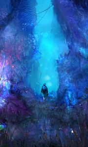 Preview wallpaper forest, man, art, neon