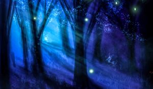 Preview wallpaper forest, night, art, trees, light