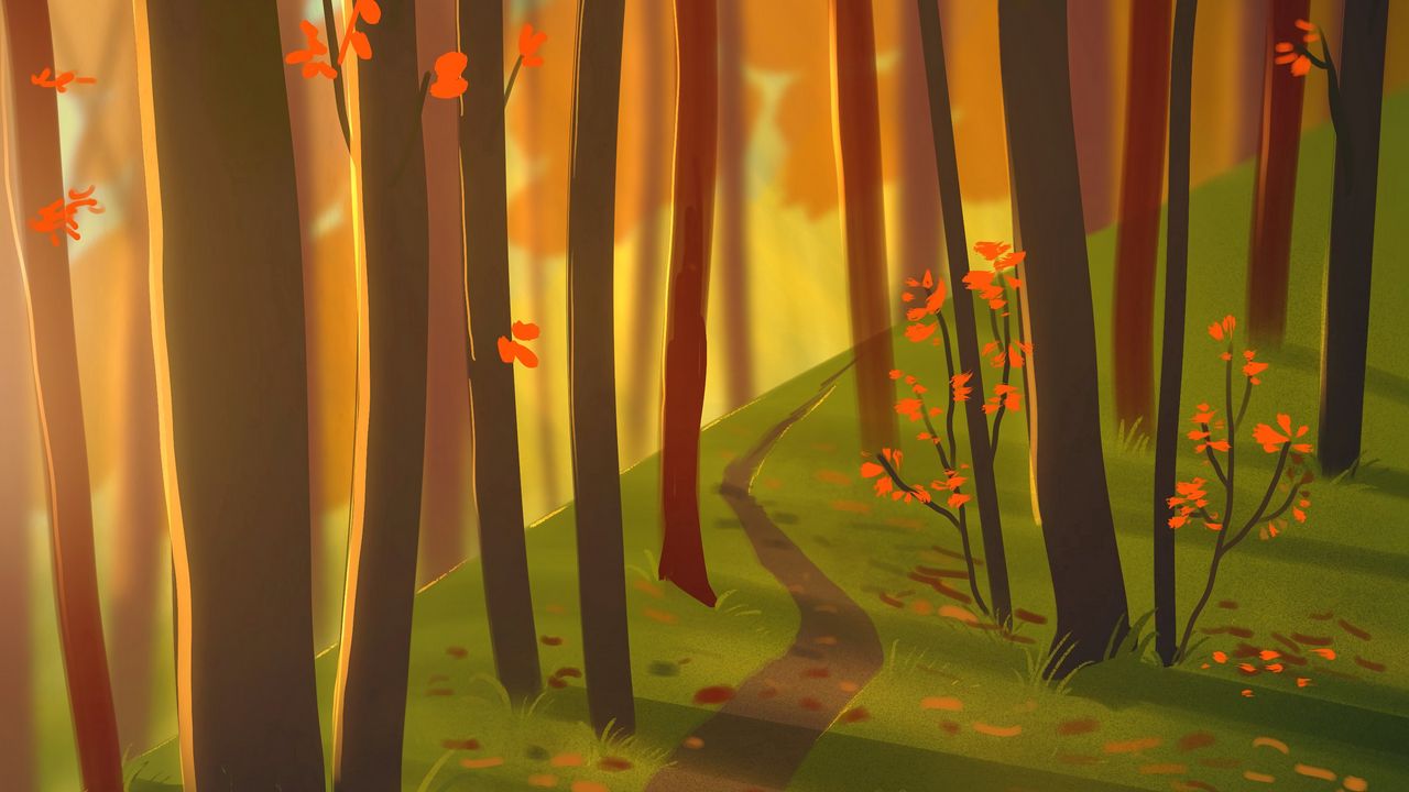 Wallpaper forest, path, autumn, nature, art